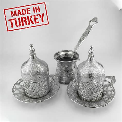 Coffes Copper Mug Cezve Pot Espresso Set With Maker Anatolian Ottoman