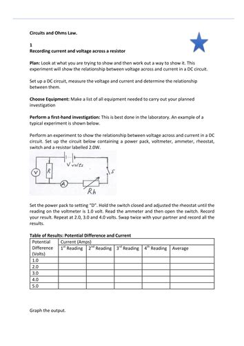 Ohms Law Activity Worksheet By Bigriverscience