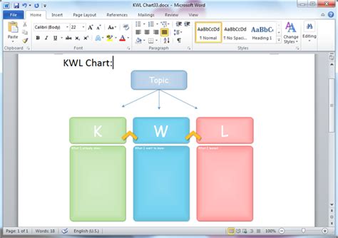 How To Make A Kwl Chart In Microsoft Word Chart Walls