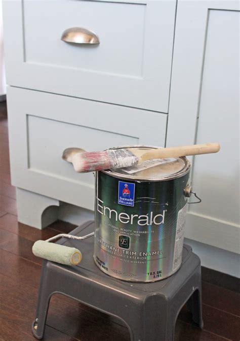 The best choice may be a mini roller that's equipped with a foam roller cover. The Best Paint for Kitchen Cabinets - thecraftpatchblog.com
