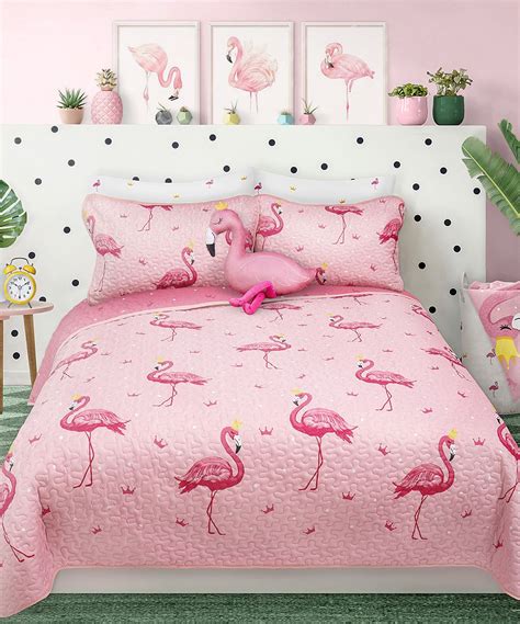 Safdie And Co Inc Pink Flamingo Reversible Quilt Set Flamingo Room