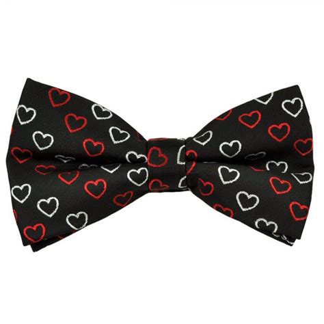 Black Red And Silver Hearts Novelty Bow Tie