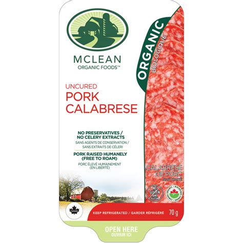 Organic Sliced Calabrese Salami Mclean Meats Clean Deli Meat
