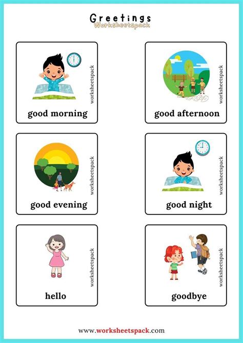 Greetings Free Printable English Vocabulary Learning Cards English