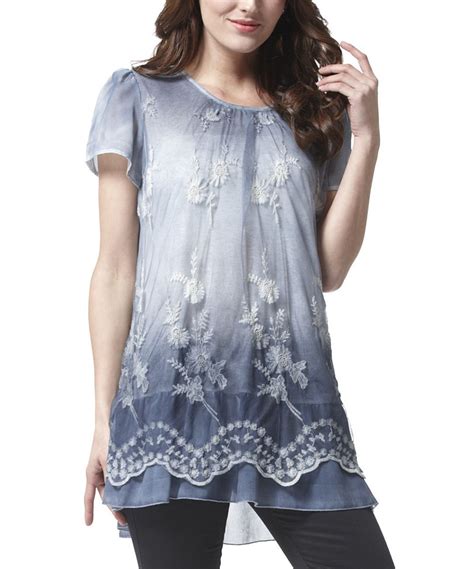 Blue Floral Lace Tunic Zulily Simply Couture Lace Tunic Floral Lace