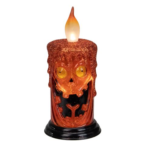 525 Battery Operated Orange Scary Face Halloween Led Candle Walmart