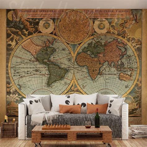 Old World Wall Map Mural Wall Design Ideas