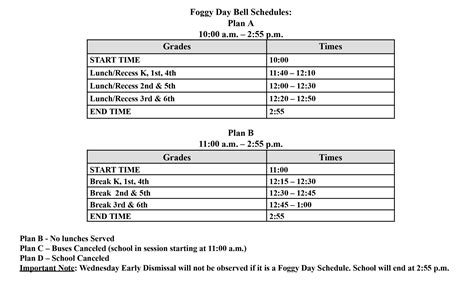 Foggy Day Information Immanuel Schools