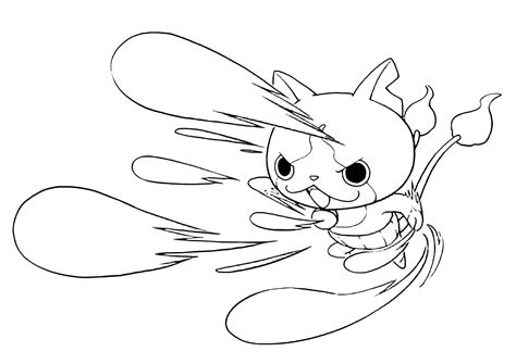 a cartoon cat flying through the air with its tail extended and eyes wide open in black and white