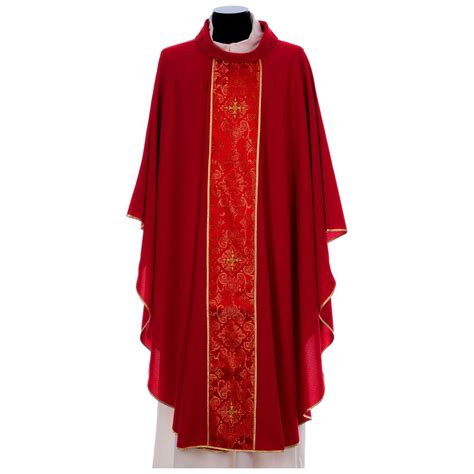 Catholic Priest Chasuble In 100 Polyester With Damask Online Sales