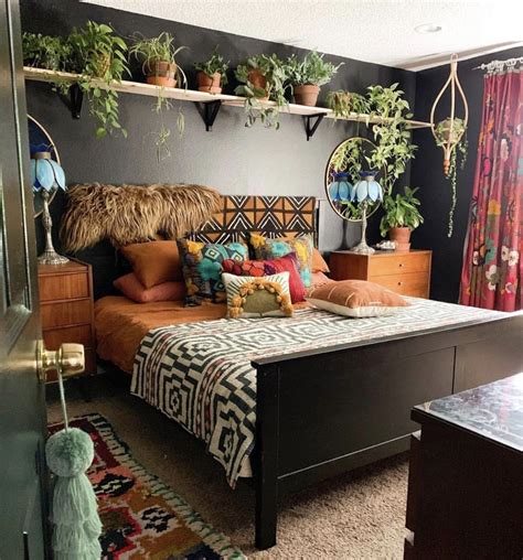 Plants On Shelf Above Bed Hippie Home Decor Bedroom Design Bedroom Decor