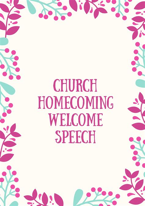 Church Homecoming Welcome Speech