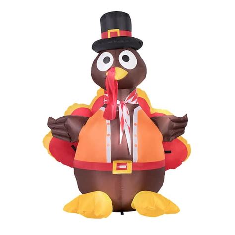 Vivohome 5 Ft H Thanksgiving Inflatable Led Lighted Turkey With Hat X002i0sgt3 The Home Depot