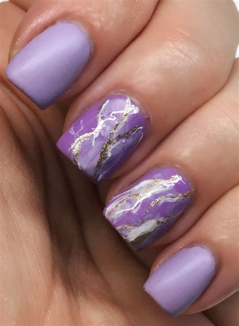 Purple Marble Nails Design