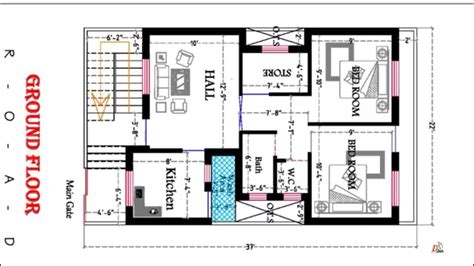 22x40 House Plan 2240 2bhk House Plan Dk 3d Home Design