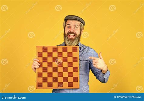 Bearded Man Play Chess Chess Figures Intellectual Games Grandmaster