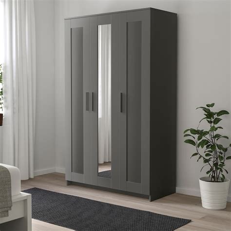 Brimnes wardrobe with 3 doors, white, 46x74 3/4. BRIMNES Wardrobe with 3 doors - gray - IKEA