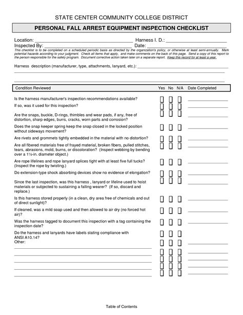 Interim inspections should always be recorded. Miller Harness Inspection Checklist