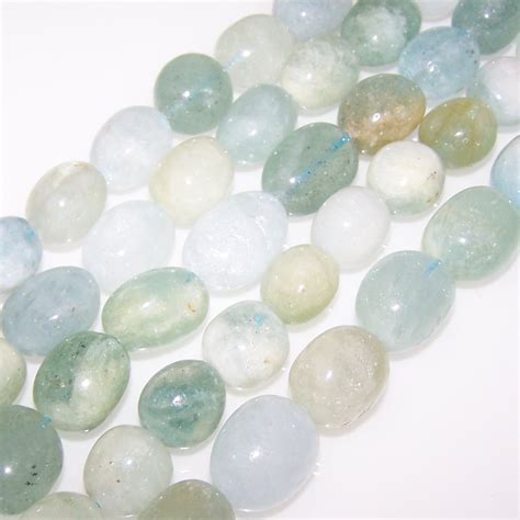 1 Strand Of Semiprecious Gemstone Large Nugget Beads Aquamarine
