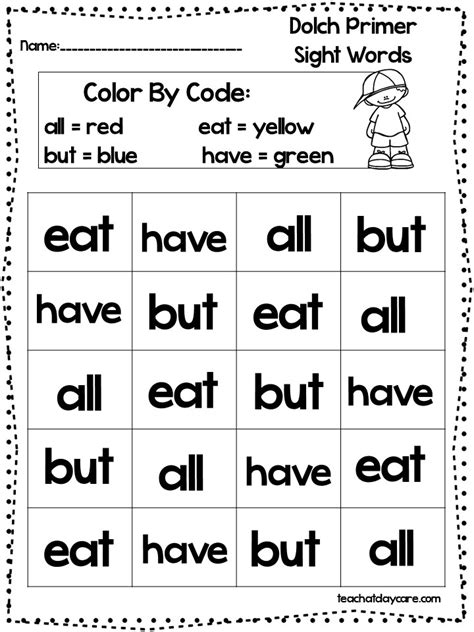 13 Printable Color The Dolch Primer Sight Words Wo Made By Teachers