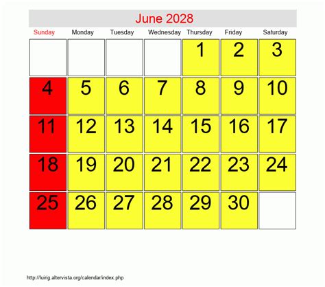 June 2028 Roman Catholic Saints Calendar