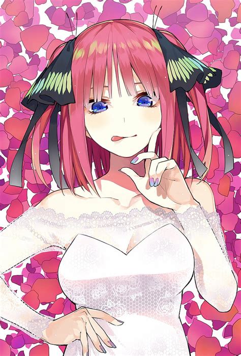 Hd Wallpaper Toubun No Hanayome Anime Girls Short Hair Big Boobs Wedding Dress