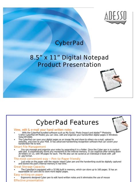 Adesso Cyberpad Presentation Secure Digital Tablet Computer
