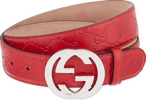 Gucci Red Gg Buckle Leather Belt For Men Gucci Leather Belt Mens Red