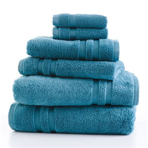 Mainstays Performance Solid 6 Piece Bath Towel Set Coolwater