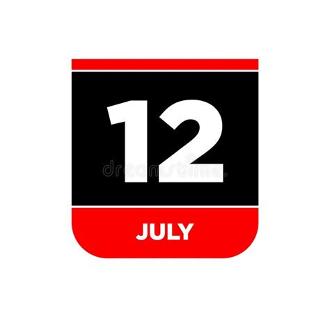 12th July Day Icon Day 12 Of July Calendar Stock Vector Illustration