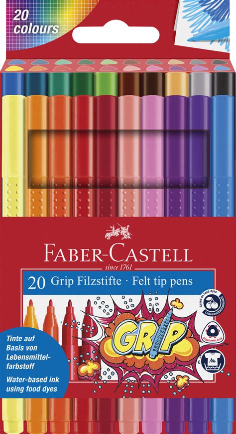 Faber Castell Grip Colour Fibre Tip Marker Pen Set Of 20 155320