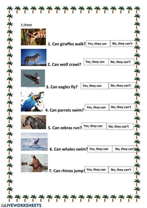 Can Cant Animals Interactive Worksheet Live Worksheets