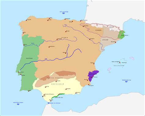 Kaart spanje ✓ digitale landkaart van spanje met alle populaire vakantie bestemmingen ✓ toeristische kaart spanje met steden en gebieden. Topografie Spanje en Portugal | www.topomania.net