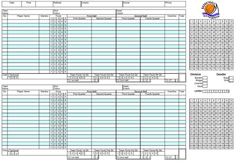 Printable Basketball Score Sheet Pdf Printable Word Searches
