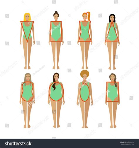 Different Female Body Types Woman Body Figure Shapes Vector Illustration In Flat Style Design