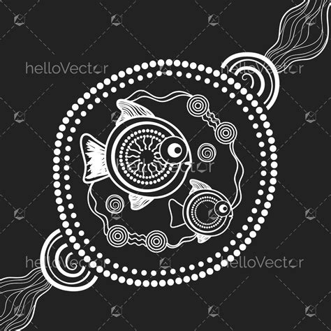 Aboriginal Black And White Fish Art Illustration Download Graphics