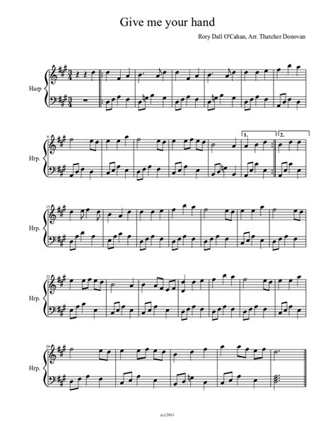Give Me Your Hand Sheet Music For Harp Solo Download And Print In