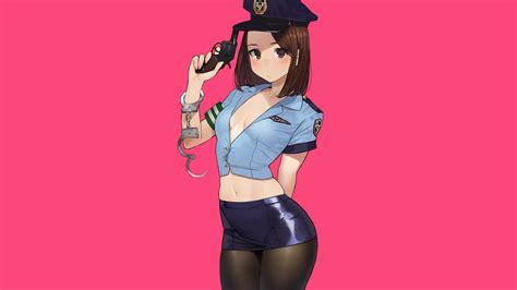 Wallpaper Miru Tights Anime Girls Police Women