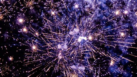 Download Wallpaper 2560x1440 Fireworks Sparks Smoke Purple