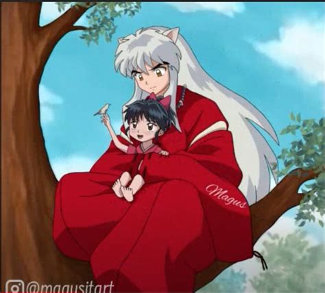 Inuyasha And His Little Daughter Moroha In The Tree Together In 2022
