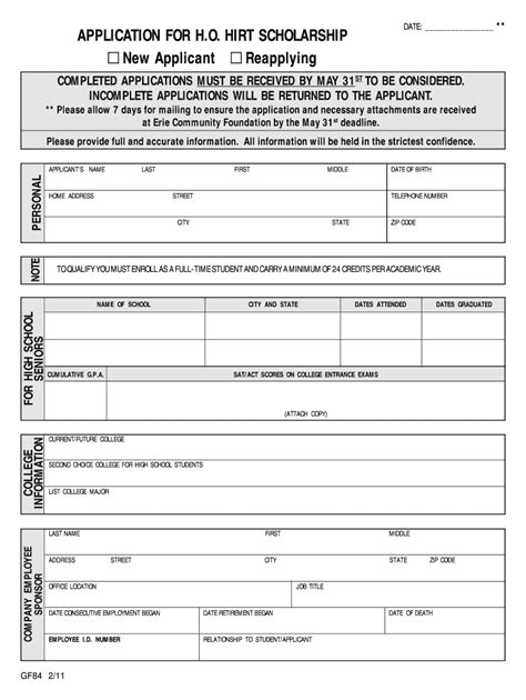 High School Scholarship Application Form Fill Online Printable