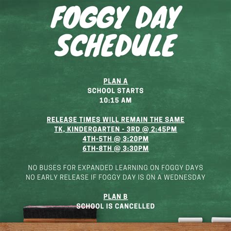 Foggy Day Schedule Pixley Middle School