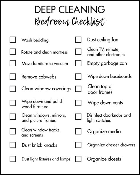 Clean Your Bedroom Checklist