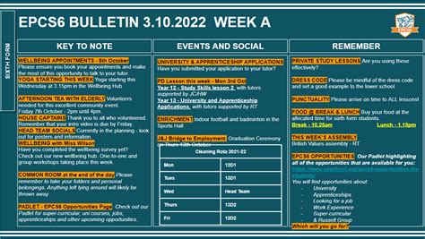 Wc 03102022 Sixth Form Bulletin Week A Kings Academy