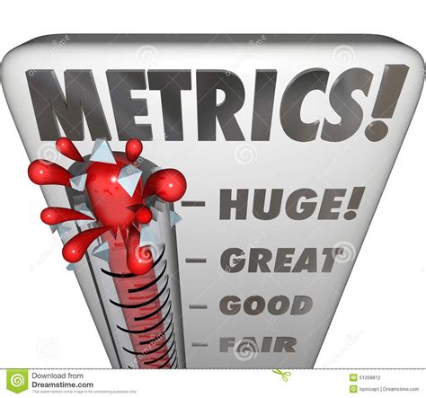 Metrics Thermometer Gauge Measuring Performance Results Stock