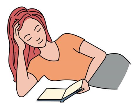 110 Beautiful Girl Lying Down And Reading A Book Illustrations