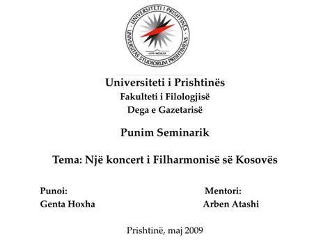 PPT Universiteti i Prishtinës Fakulteti i Filologjisë Dega e