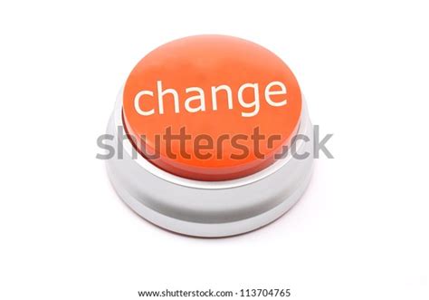 Large Red Push Change Button Photographed Stock Photo 113704765