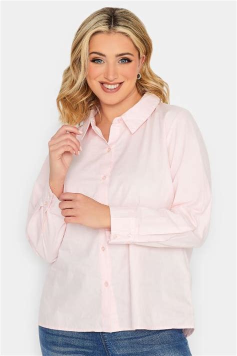 Yours Petite Plus Size Pink Fitted Cotton Shirt Yours Clothing