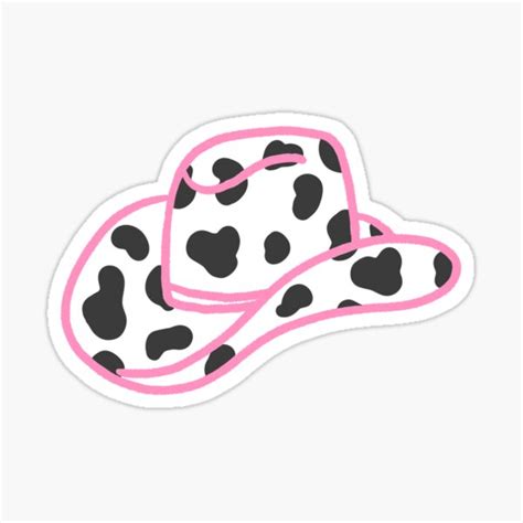 Cow Print Pink Cowboy Hat Sticker For Sale By Closofly Redbubble